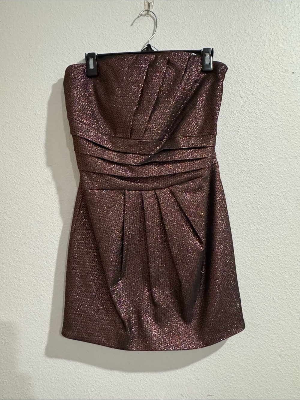 Ramy Brook Strapless Metallic Plum-Brown Cocktail Dress